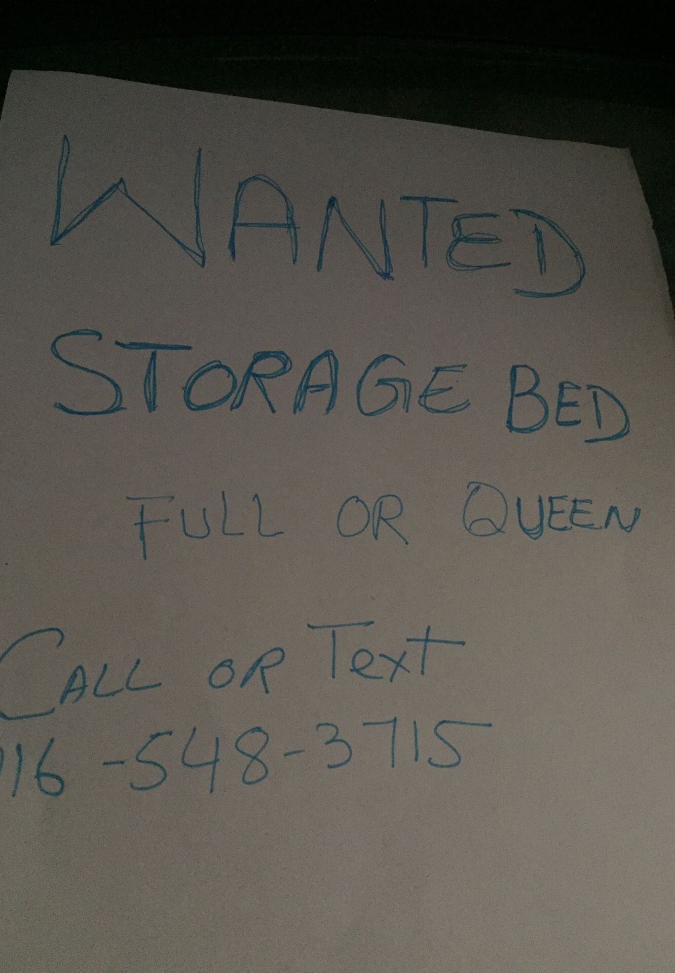Wanted storage bed full or queen