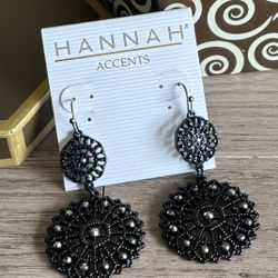 Elegant Filigree Style Black Dangling Earrings
