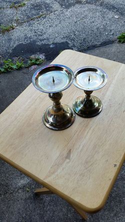 2 silver candle holders
