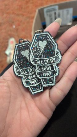 Till death resin earrings