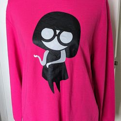 Disney PARKS The Incredibles Edna Mode No Capes Pink Graphic Sweatshirt, MEDIUM