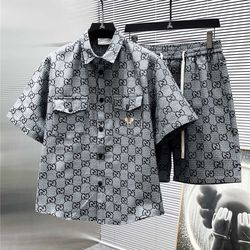 Grey Gucci Shirt and Shorts Set (S-XL)