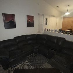 Black Movie Style Reclining Living Room Couches