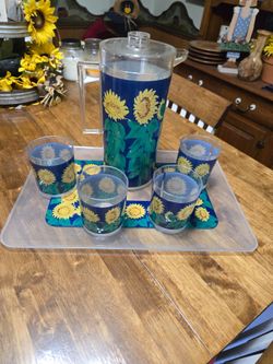 Vintage Pitcher and Glasses Set with Tray