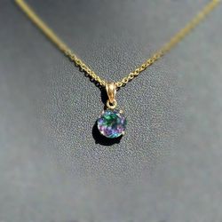 Jewelry 14k solid yellow gold mystic topaz Pendant charm