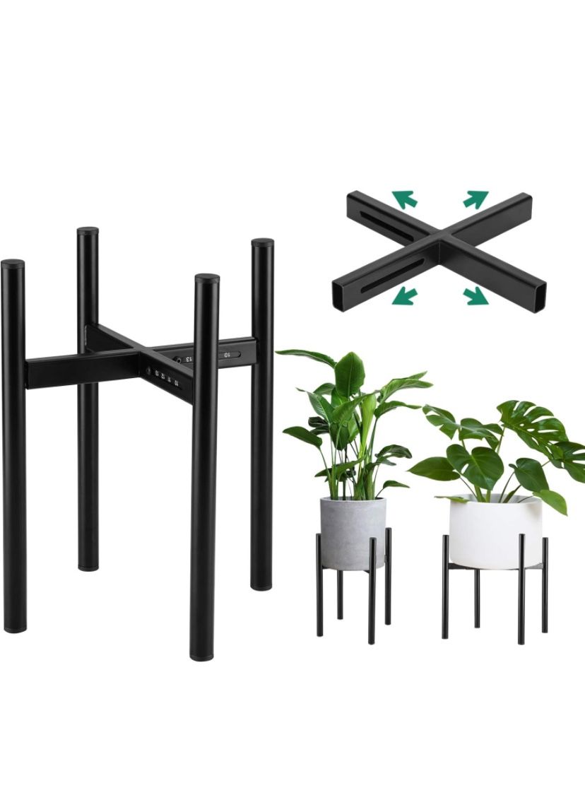 Adjustable Metal Plant Stand, Mid Century Modern Flower Pot Holder, Rustic Indoor Display Rack for House Plants, Modern Decor, Fits Different Pots Siz