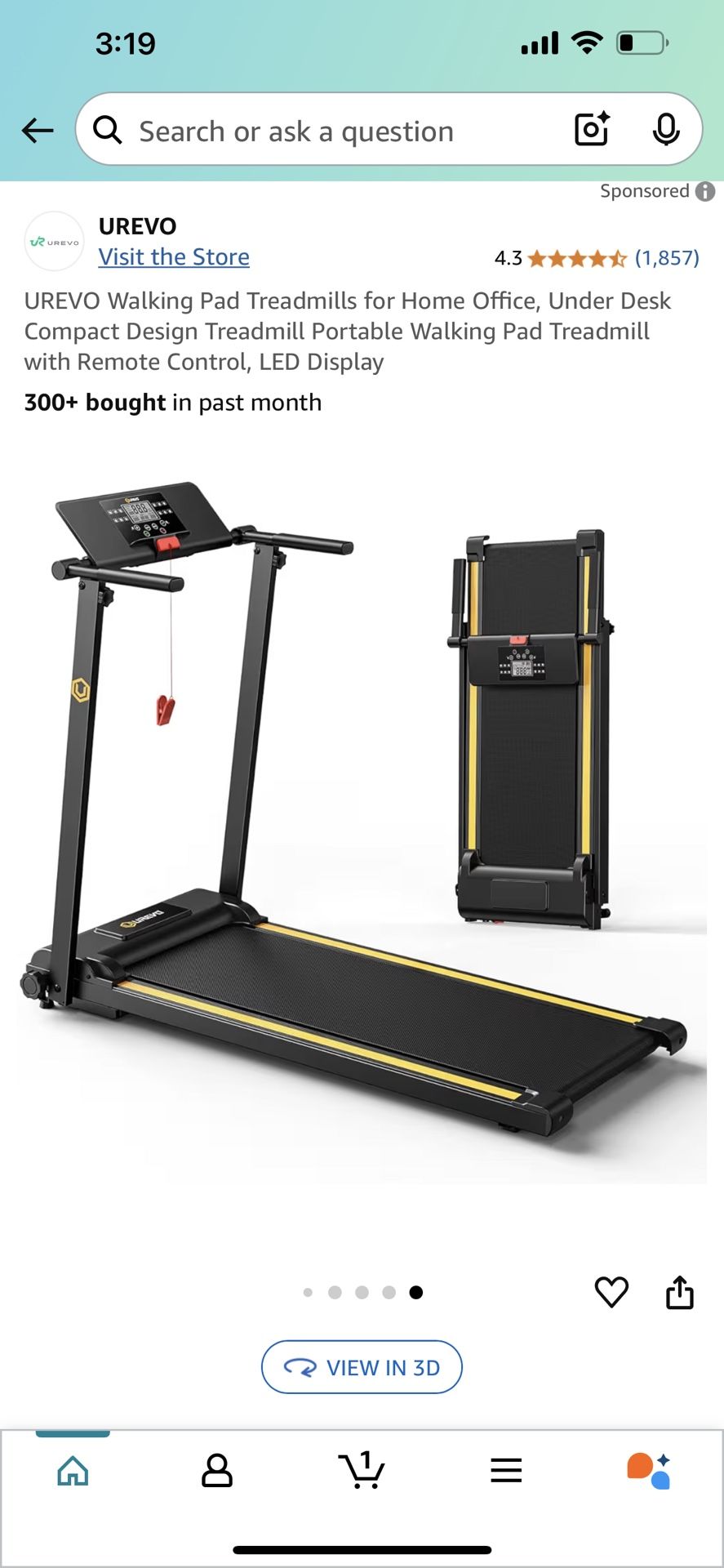 Urevo Foldable Treadmill 