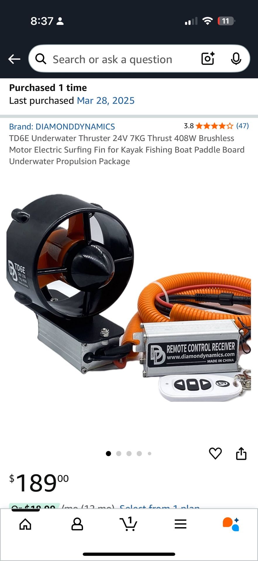 24v Underwater Thruster For Paddleboard