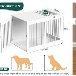 ✌️ Furpezoo Medium Dog Crate End Table,Modern Wood Dog Cage Furniture, White, 32"L x 19.7"W x 22"H
