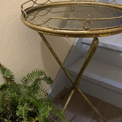 Mirror Top Gold Leaf End Table