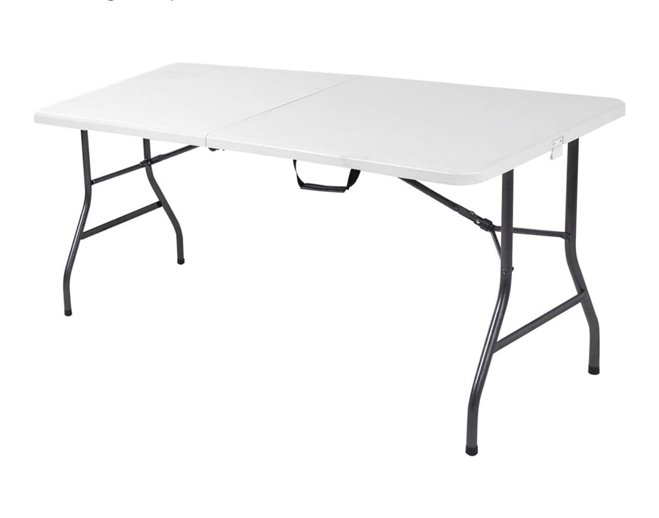 Cosco 6ft Fold-in-Half Blow Molded Folding Table, Indoor/Outdoor, Comfort Handle, Lightweight Plastic Construction - White