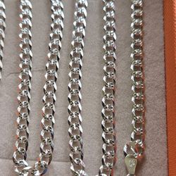 Diamond Cut Cuban Curb Chain 24" 4.5MM Solid Silver 
