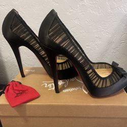 Christian Louboutin Satin/Chiffon Heel Size 9 $200 Or Best Offer