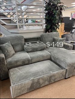3-pc Sectional Sofa with pull-out bed & Storage