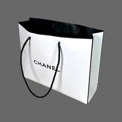 Chanel EMPTY Small Paper Shopping Bag White Black