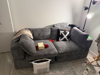 Grey Corduroy 2-Seater Sofa