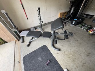 Adjustable Utility Weight Bench with Preacher Pad, Arm Curl Attachment, and Leg extension/curls