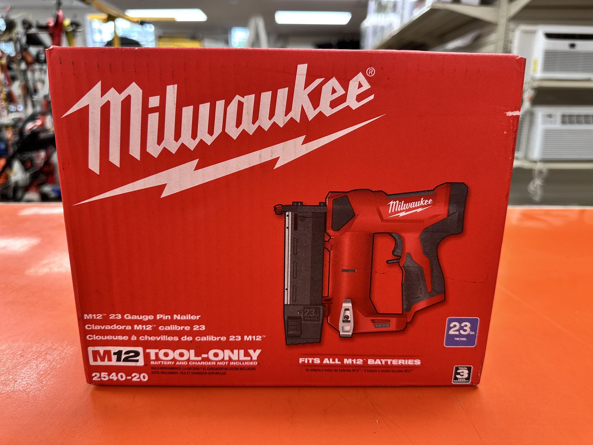 Milwaukee 2540-20 M12 12V 23 Gauge Pin Nailer