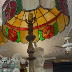 Vintage amber glass table lamp