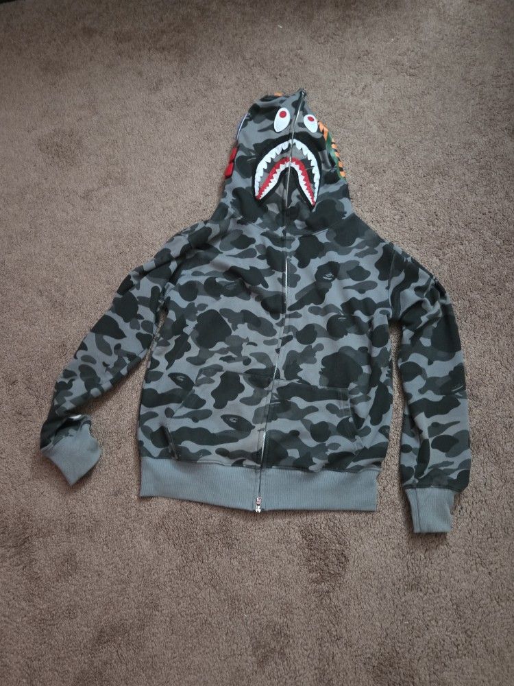 Grey Bape Hoodie Size Medium