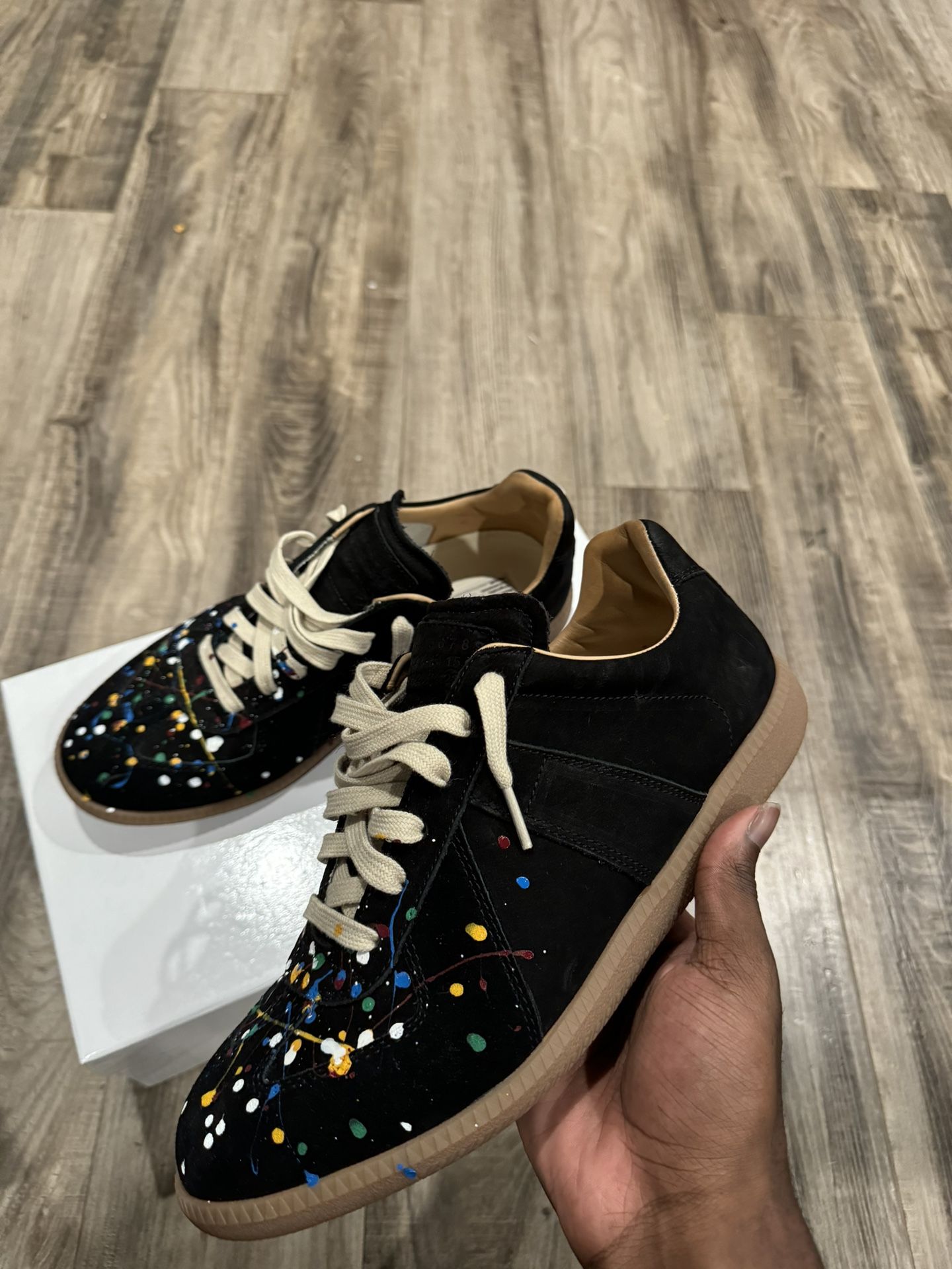 paint splatter margiela gats size 10