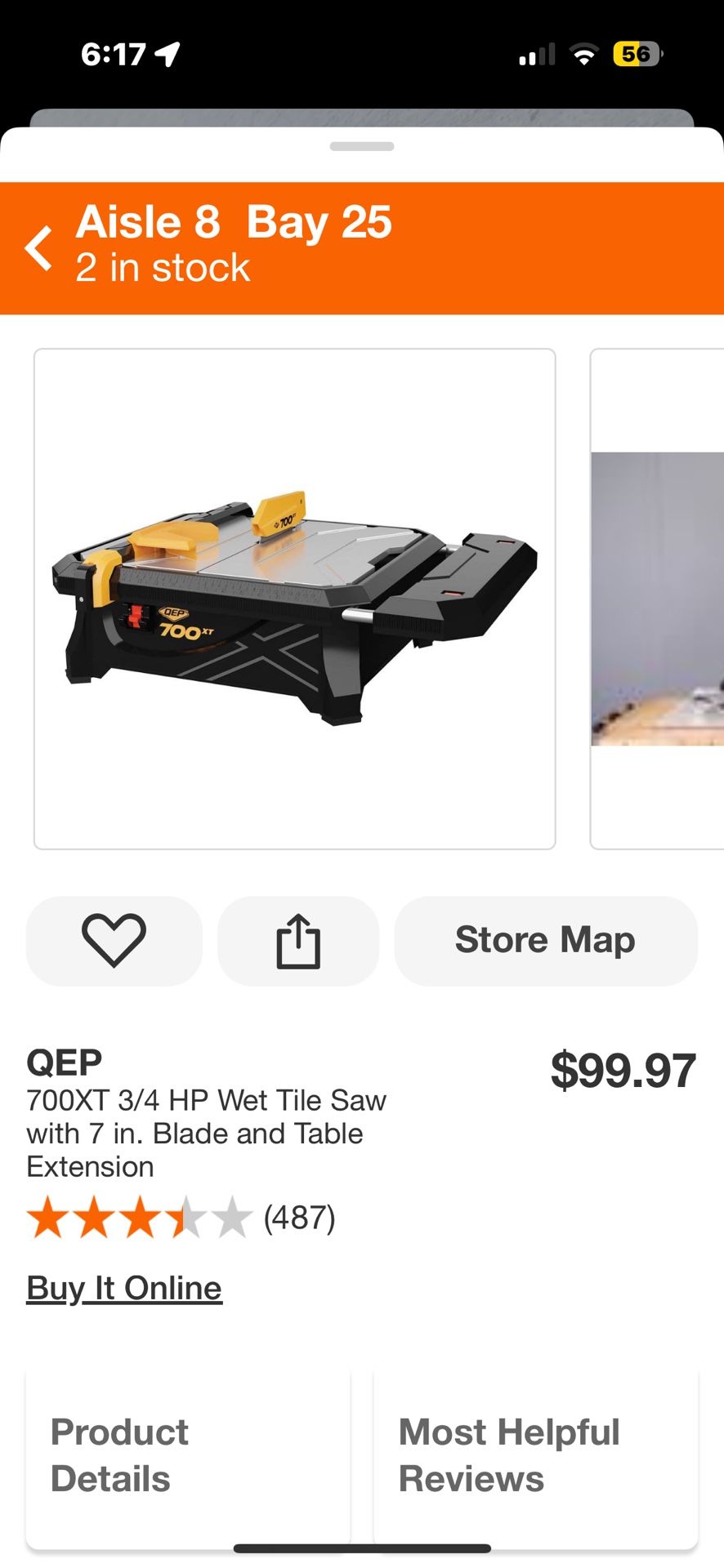 QEP 700XT 3/4 HP Wet Tile Saw with 7 in. Blade and Table Extension (487)