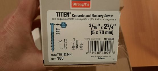 Simpson Strong Tie TTN18234H 3/16-Inch by 2-3/4-Inch Titen Concrete anchors 