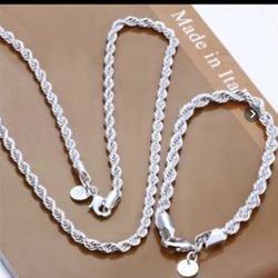 Sterling Silver 925 Rope Set