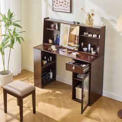 Thora Modern Makeup Vanity Dressing Table Set with 3-Mode Lighted Mirror