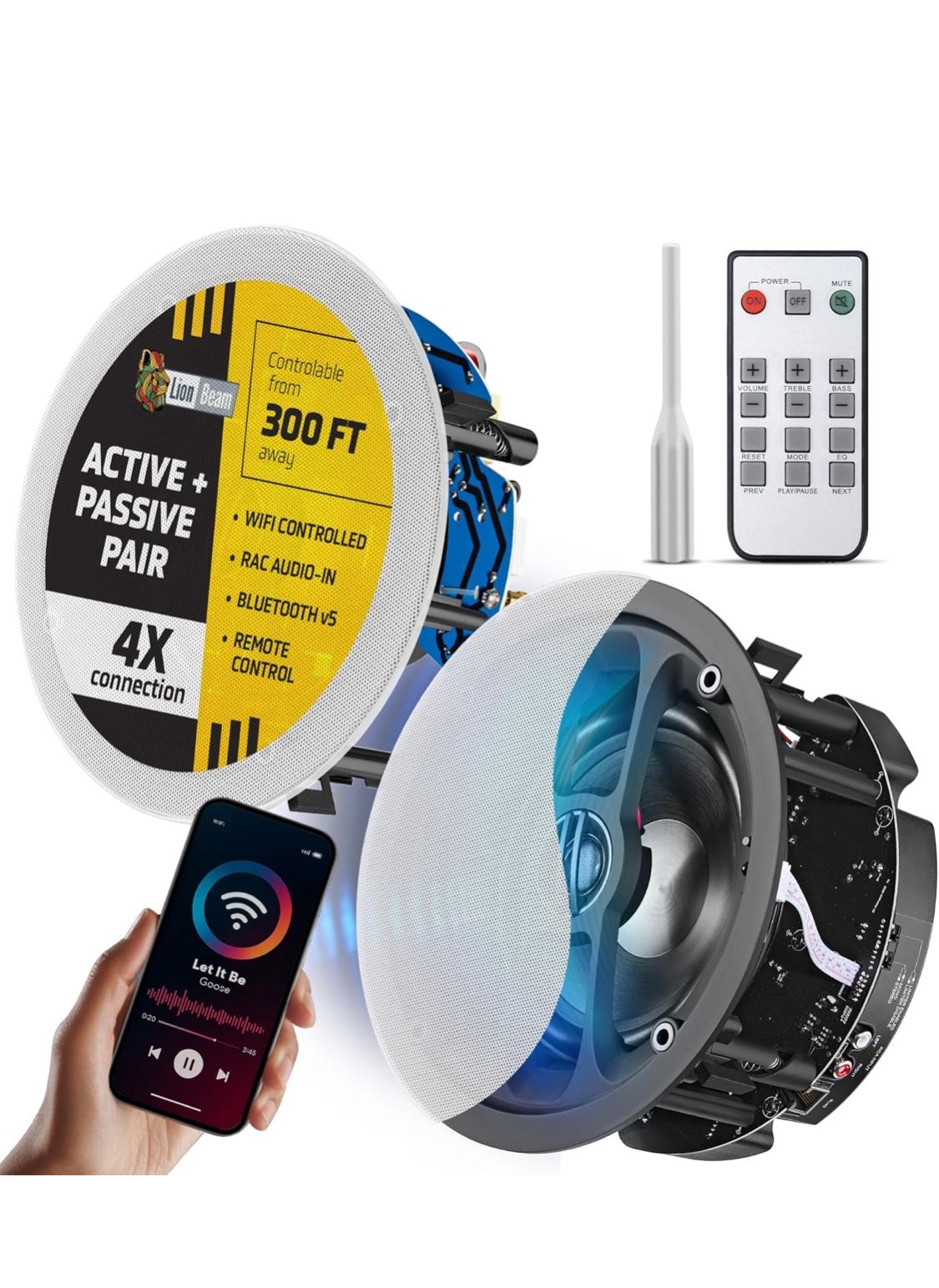 Brand New WiFi & Bluetooth 6.5” Ceiling Speakers, Set Of 2