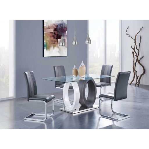 New Glass Dining 5pc Modern D1628 Special Mesa Comedor 