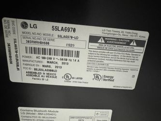 LG 55” SMART TV (MODEL 55LA6970) – GOOD CONDITION