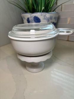 Vintage Corningware White Grab-It Bowl P-150-B 15oz Casserole Dish w/ Pyrex Clear Glass Lid P-150-C USA — Excellent Condition