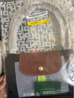 Longchamp Medium-Size Brand New with Tags and Bag Never Used Navy Brown Leather