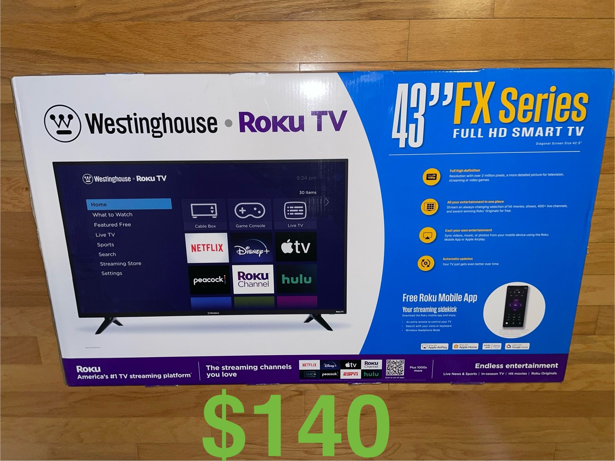 Westinghouse Roku HD TV 43 Inch Smart TV 1080P Brand New Sealed In Box. CASH ONLY. PRICE IS FIRM. NO TRADES. For pickup in Carrollwood 