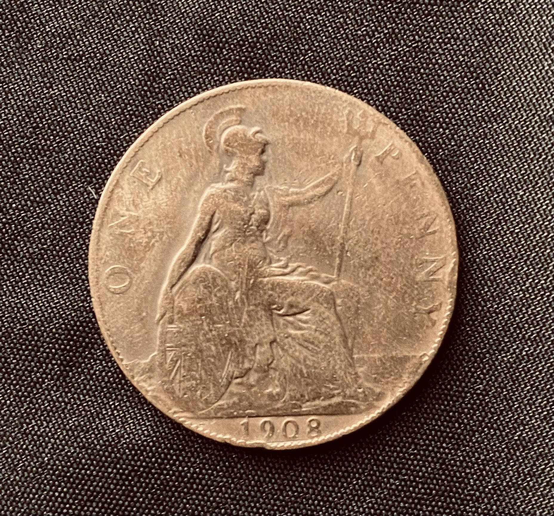 1908 edwardvs vii gold pennyÂ