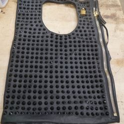 TOM FORD HANDBAG BLACK LEATHER BLACK BEADS 829549-1 