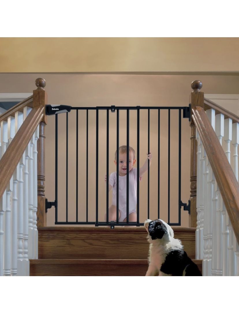 Babelio 26-43" Auto Close Baby/Dog Gate for Stairs 2-in-1 Easy Swing Extra Wide Walk Through New