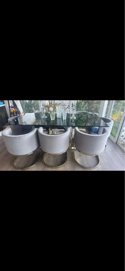 Glass Top Dining Table with 6 Chairs