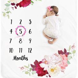 Baby Monthly Milestone Blanket Girl Floral Newborn Month Blanket