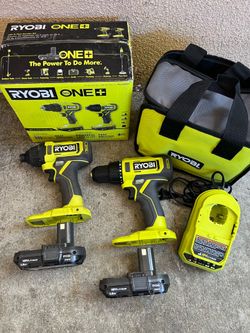 RYOBI ONE+ 18V Cordless 2-Tool Combo Kit with Drill/Driver, Impact Driver, (2) Compact Batteries, and Charger