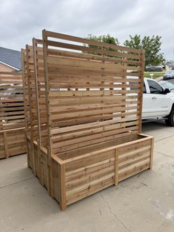Large Cedar Planter And Trellis