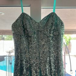 Aqua Sequined Formal Dress