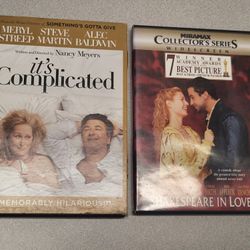 DVDs Lot L, lot of 2. Shakespeare in Love. It's Complicated