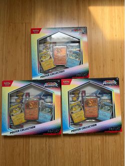 Pokemon prismatic evolutions poster collection 3 packs promos