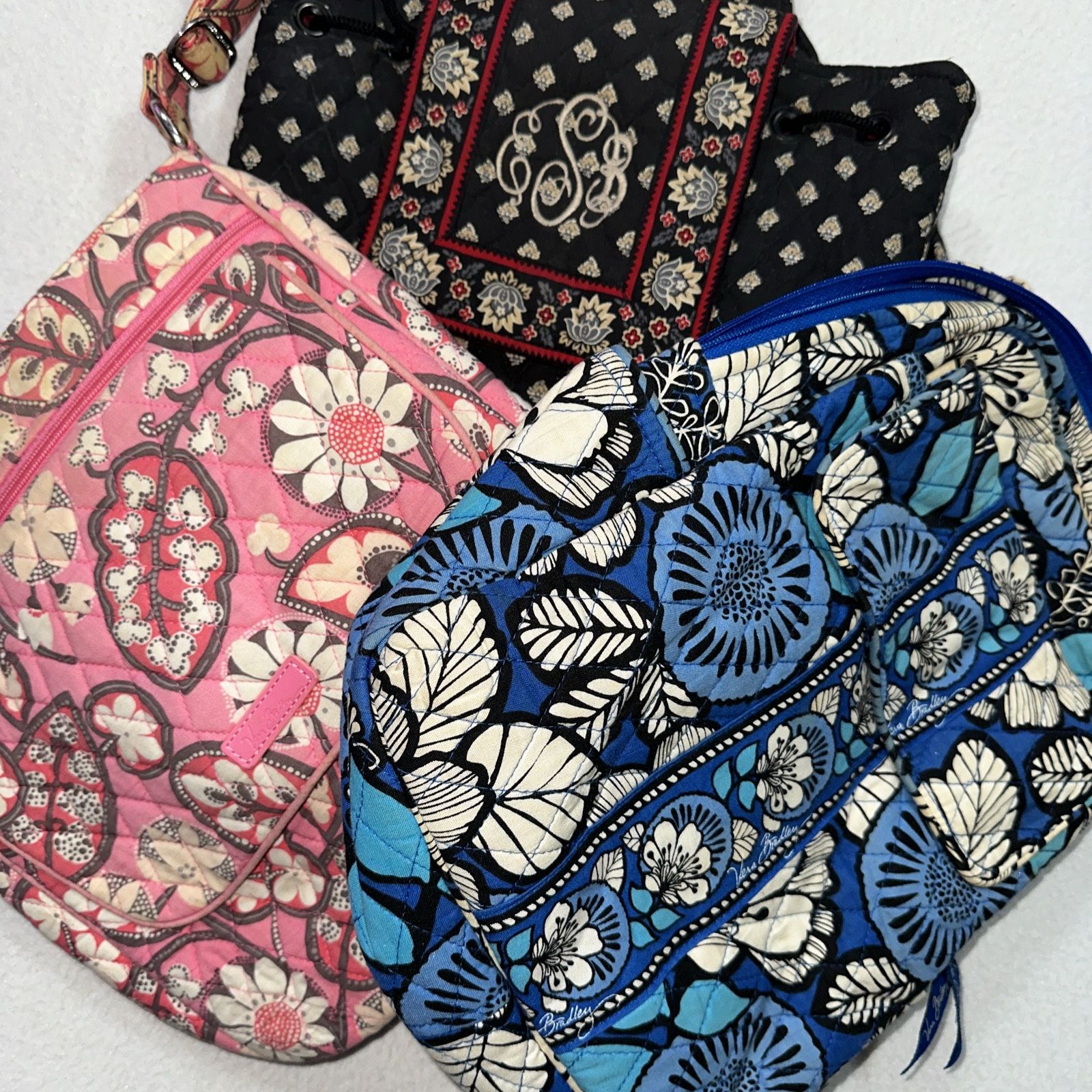 Vera Bradley Backpack Purse Lot Large Medium Black Blue Pink Paisley Floral