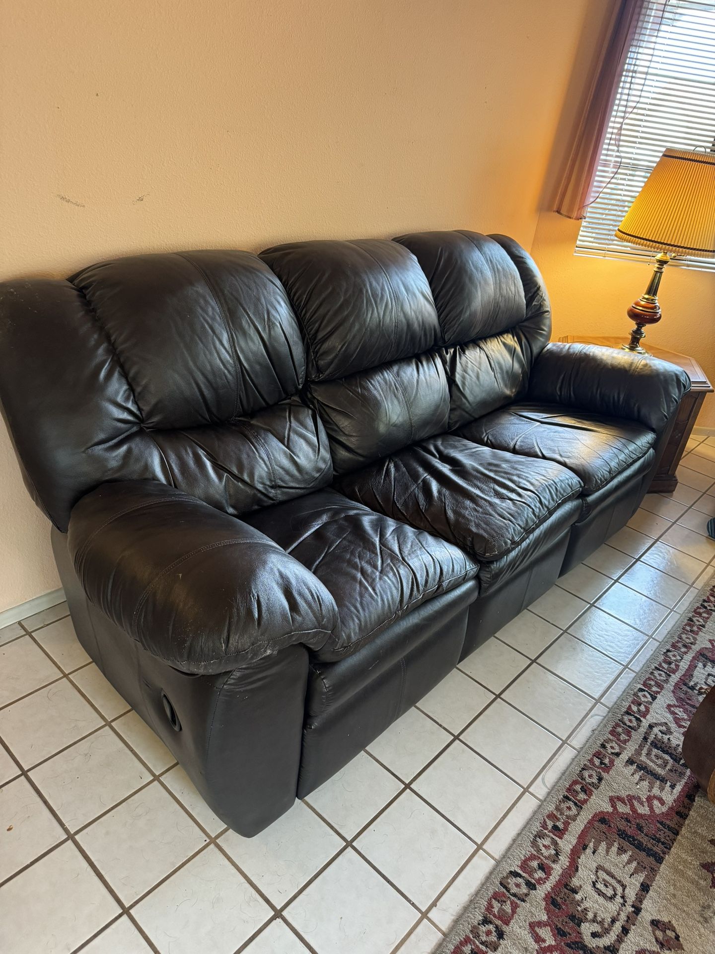 Dark Brown Leather Reclining Couches 