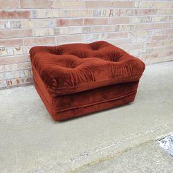 Mid Century Modern Large Brown Plush Storage Ottoman Vintage