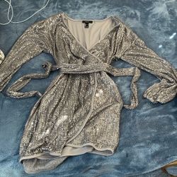 Silver Sequin Prom Dress