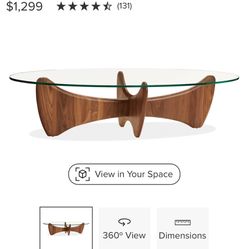 Walnut Coffee Table Mid century Inspired 